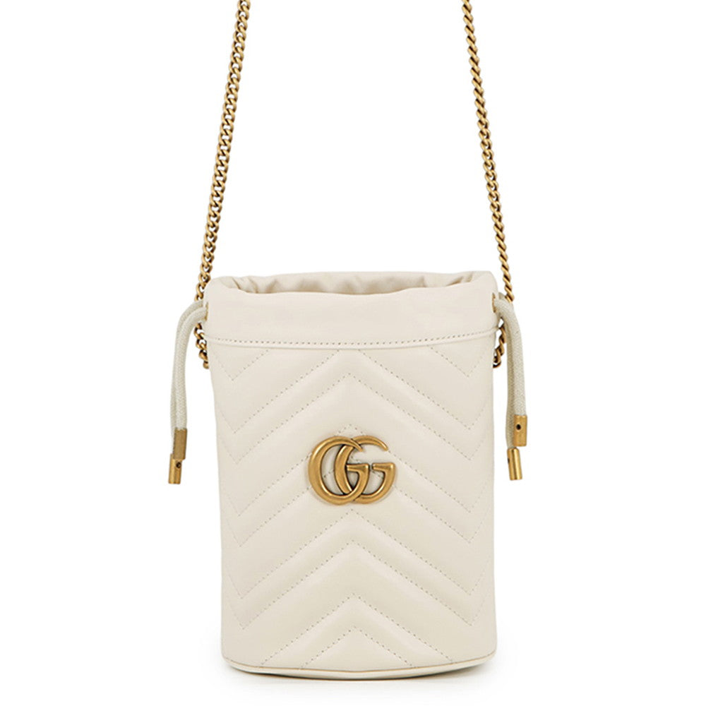 GUCCI GG Marmont Chain Shoulder Bag White575163 Leather