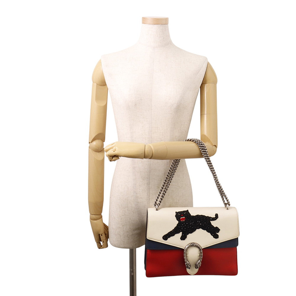 GUCCI Dionysus ChainShoulder Bag White/Blue/Red403348 Leather