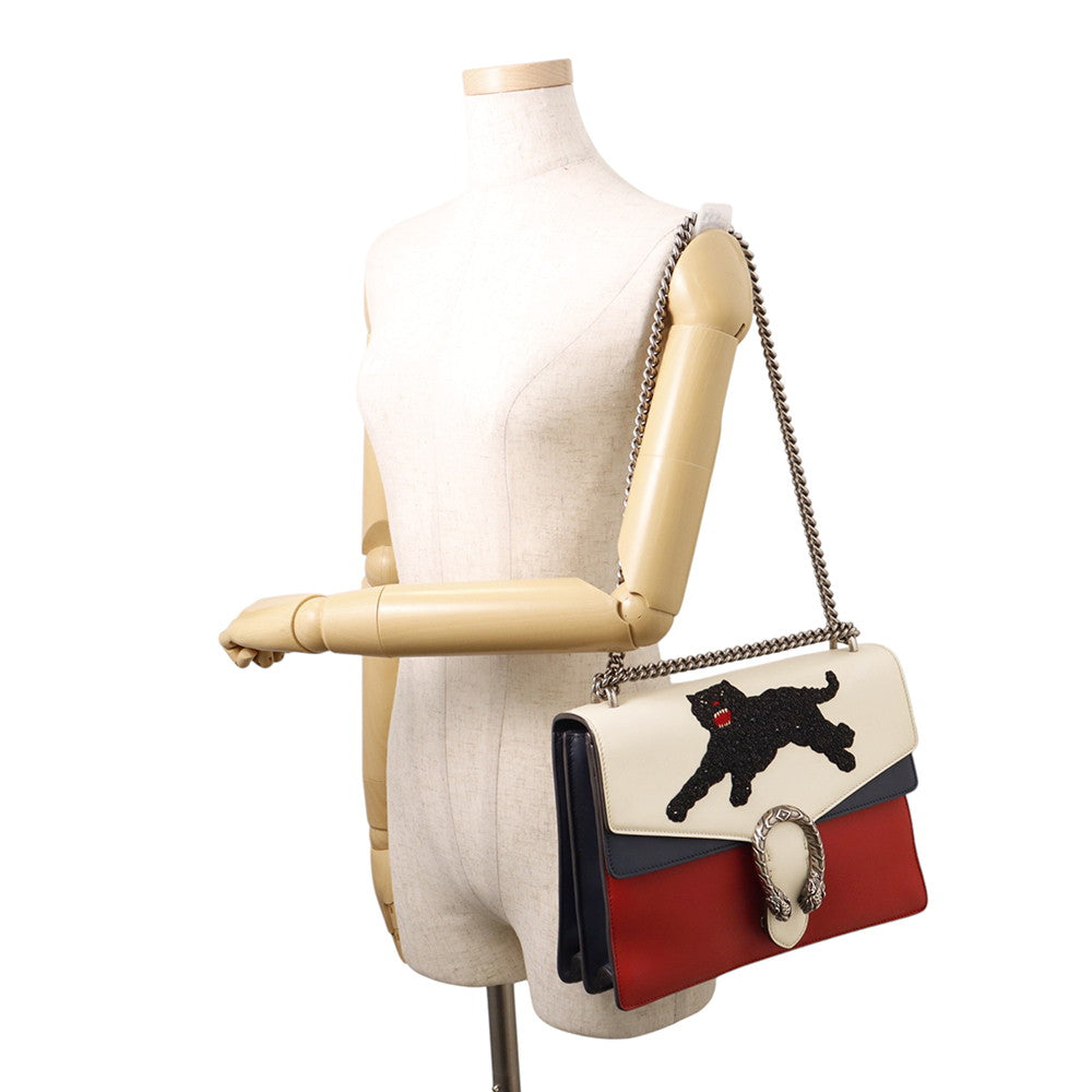 GUCCI Dionysus ChainShoulder Bag White/Blue/Red403348 Leather
