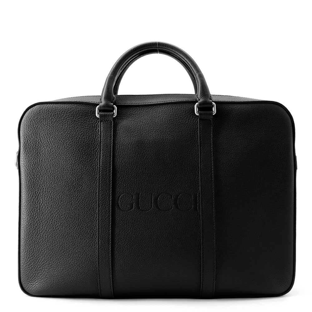 GUCCI Embossed logo business bag Black674174 Leather