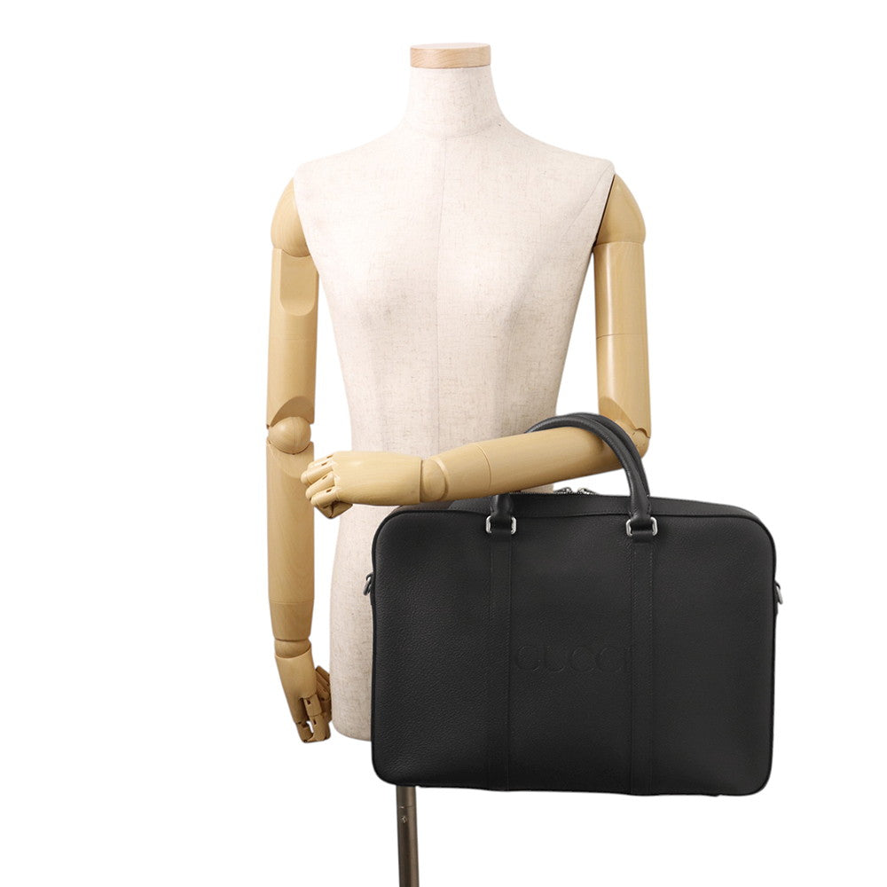 GUCCI Embossed logo business bag Black674174 Leather