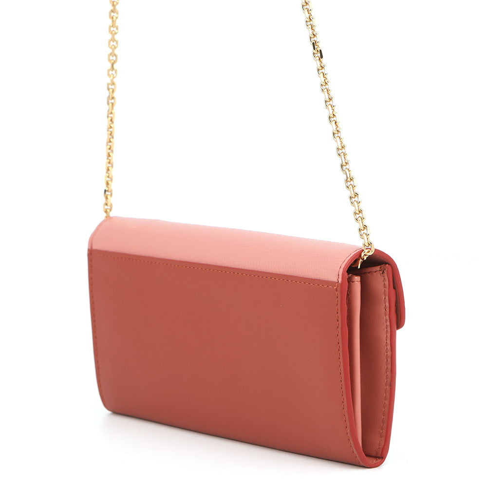 FENDI FFDiamond Chain Continental Wallet Pink/Red8M0365 Leather