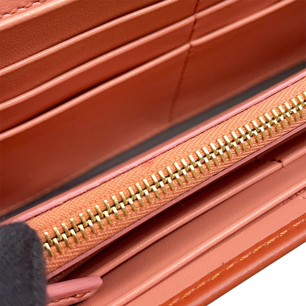 FENDI FFDiamond Chain Continental Wallet Pink/Red8M0365 Leather