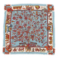 HERMES Carre Fantaisies Indiennes (Enchanting India) Size 90 Blue/Multicolor Cashmere65% Silk35%