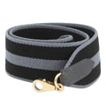 HERMES Shoulder Strap Gray/Black Togo Leather Canvas
