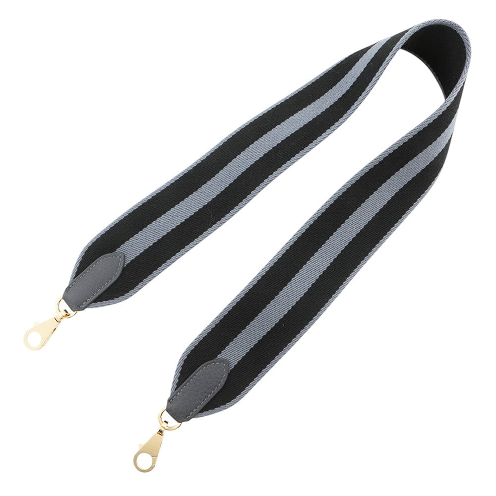 HERMES Shoulder Strap Gray/Black Togo Leather Canvas