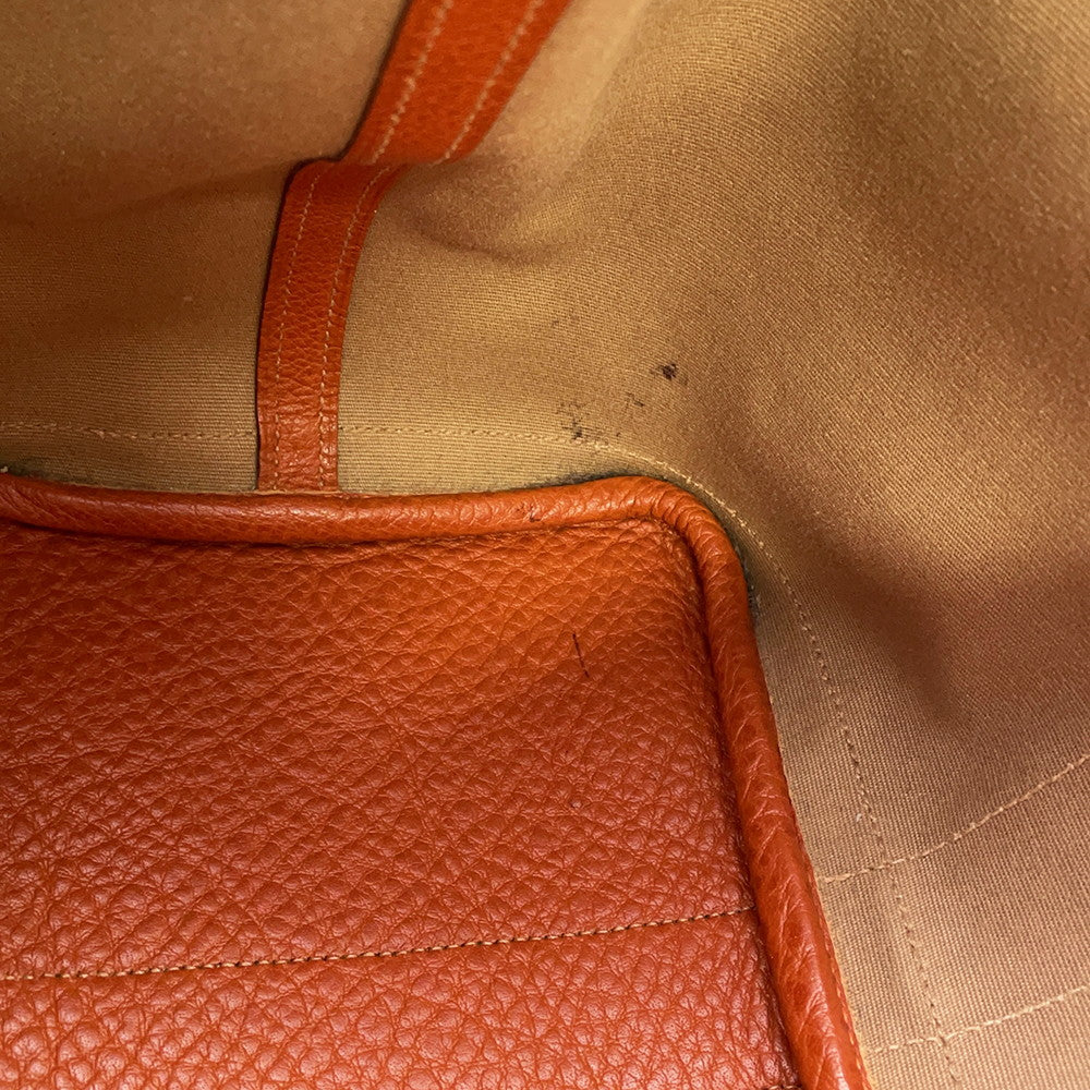 HERMES Garden Party Potiron Orange Toile Officier Negonda Leather Size PM