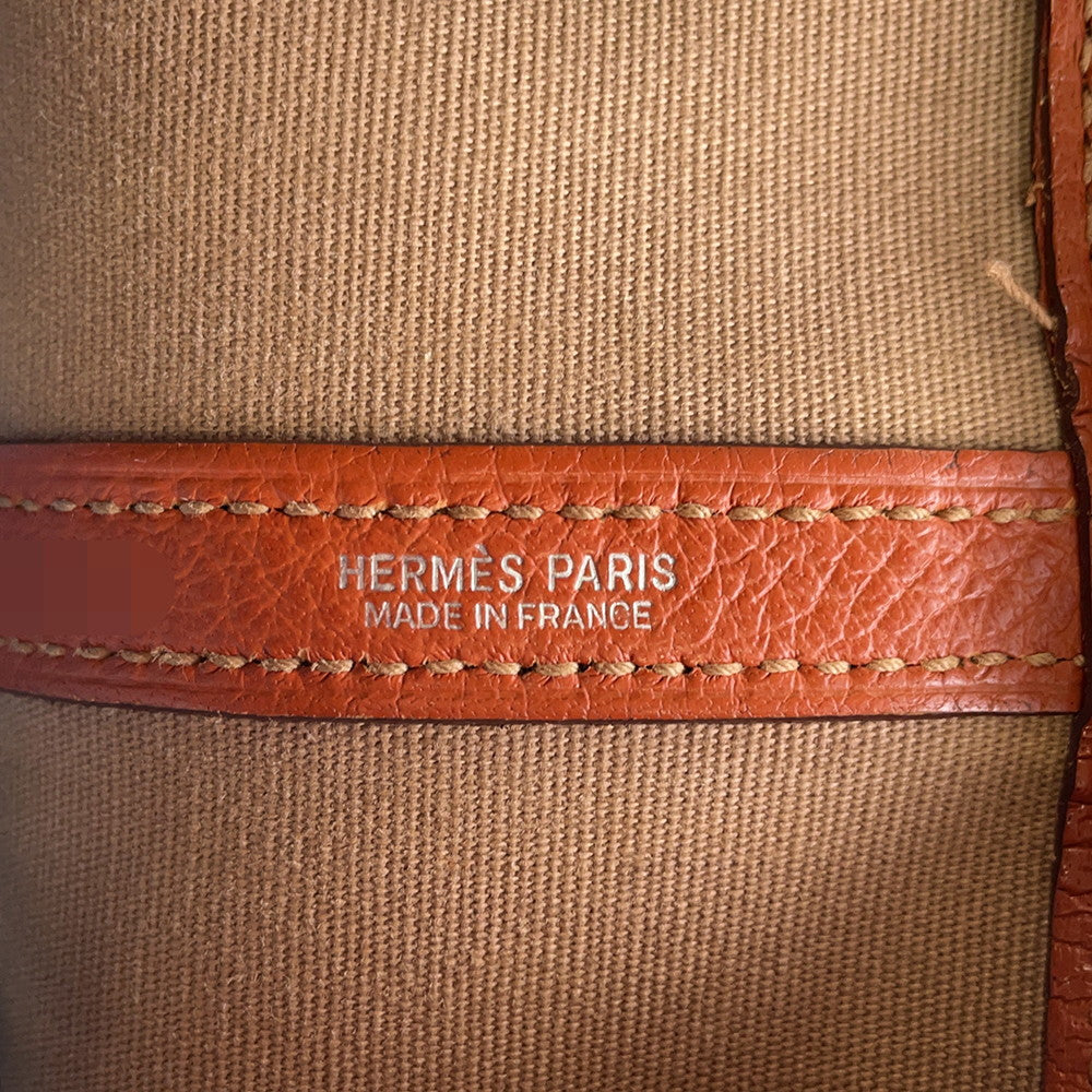 HERMES Garden Party Potiron Orange Toile Officier Negonda Leather Size PM