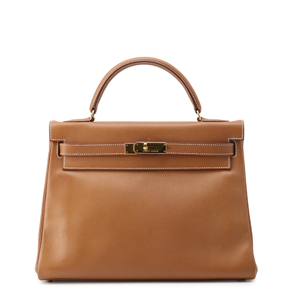 HERMES Kelly Retourne Gold Courchevel Size 32