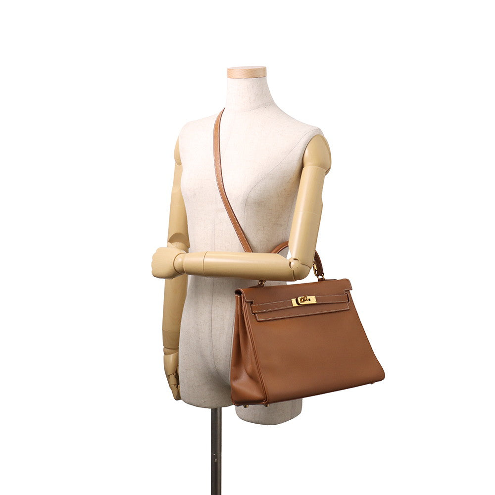 HERMES Kelly Retourne Gold Courchevel Size 32