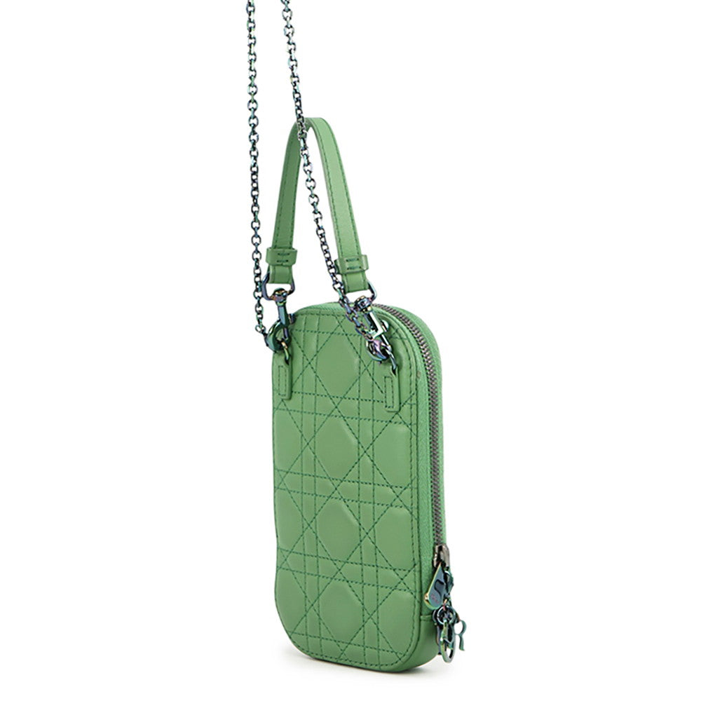Dior Cannage Shoulder Phone Pouch Jade GreenS08724NEE_M69H Lambskin
