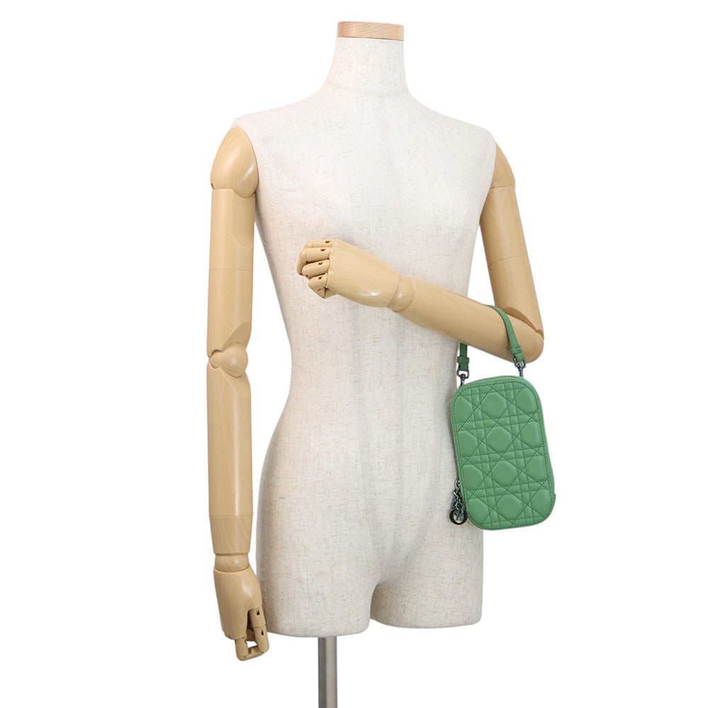 Dior Cannage Shoulder Phone Pouch Jade GreenS08724NEE_M69H Lambskin
