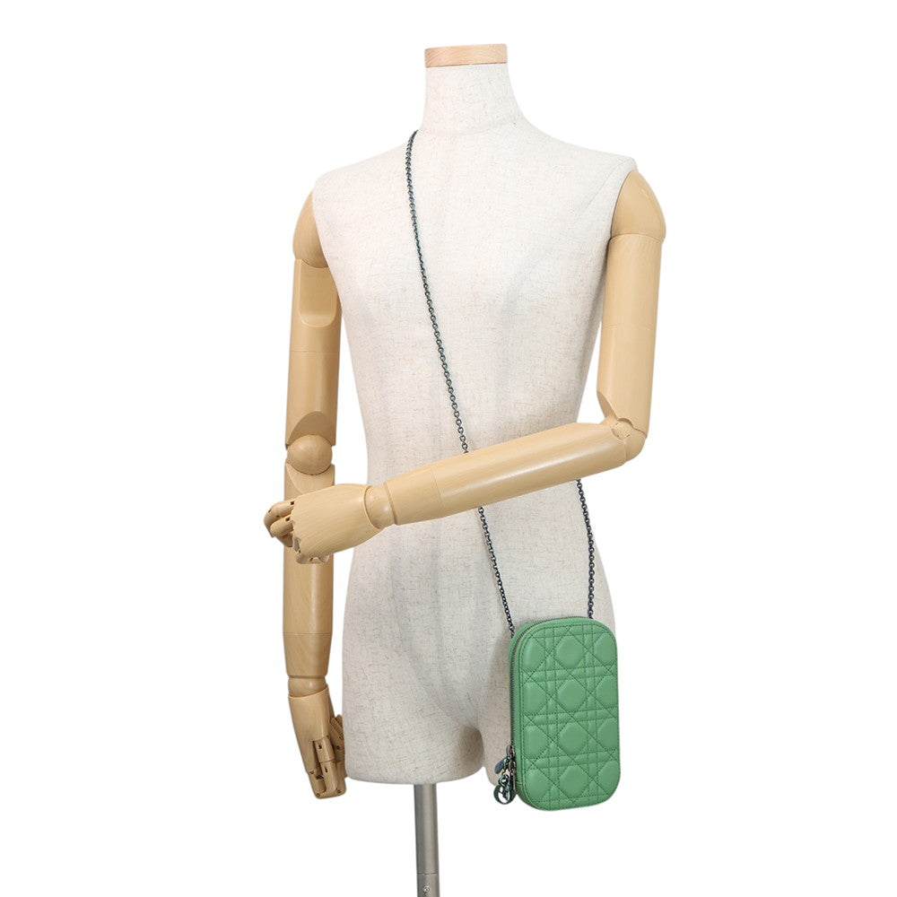 Dior Cannage Shoulder Phone Pouch Jade GreenS08724NEE_M69H Lambskin