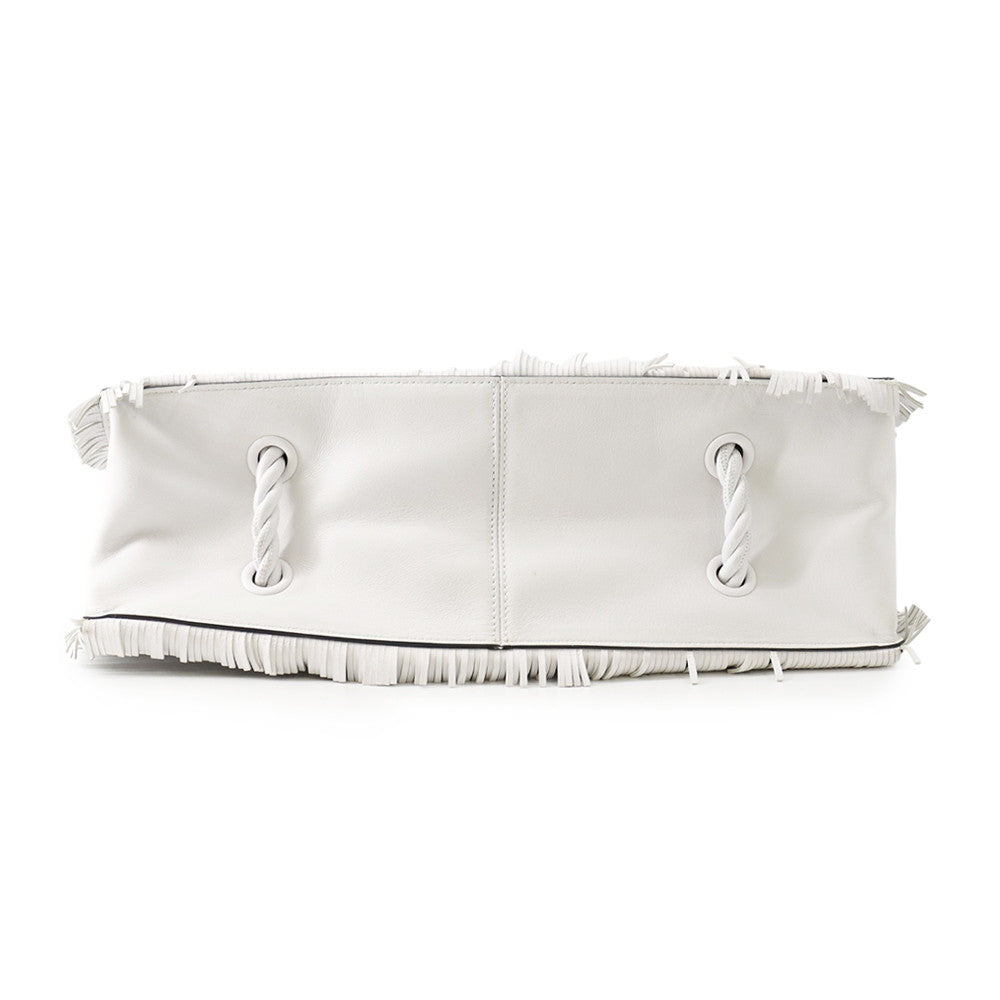 Valentino Garavani Fringe Tote Bag White Leather