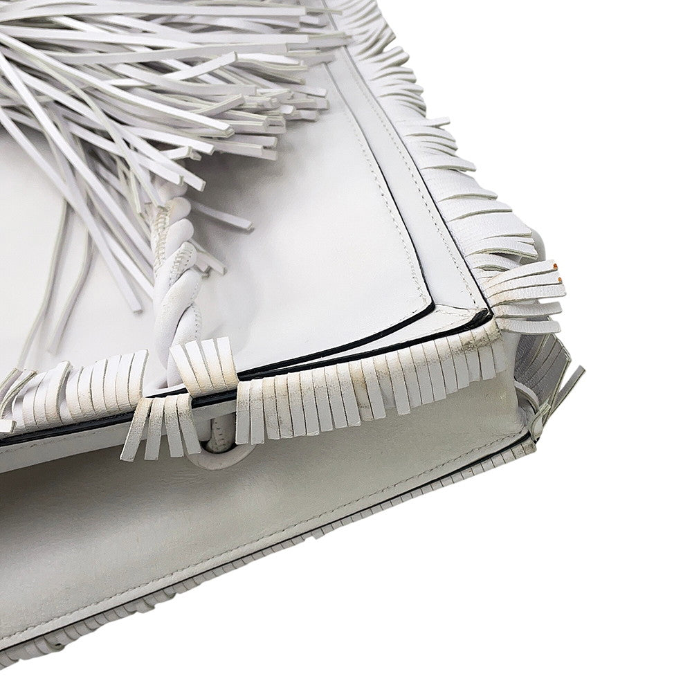 Valentino Garavani Fringe Tote Bag White Leather