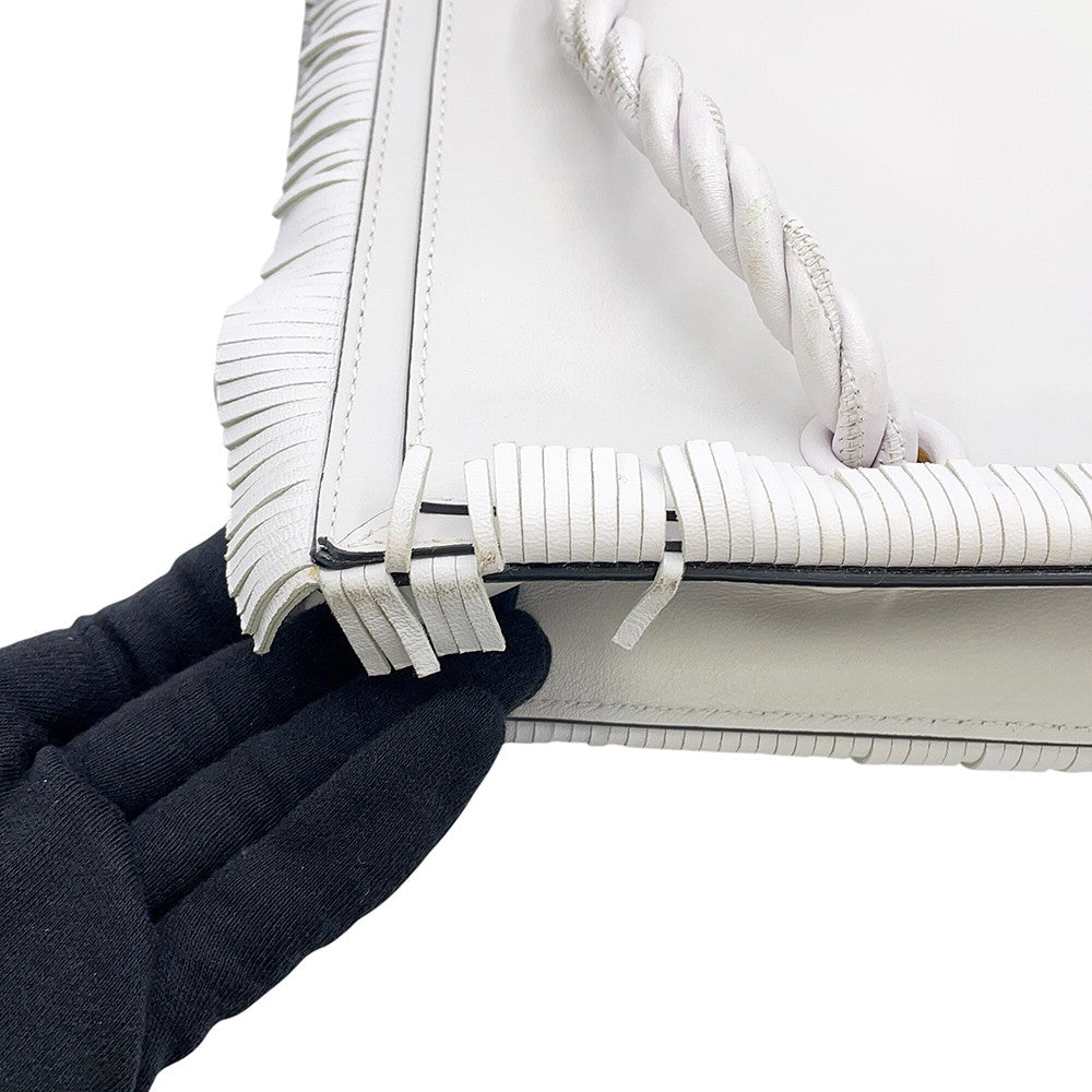 Valentino Garavani Fringe Tote Bag White Leather