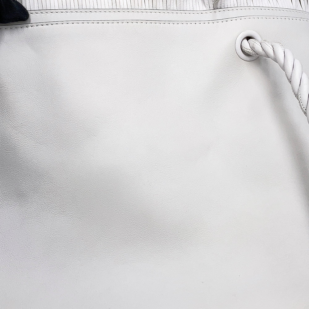 Valentino Garavani Fringe Tote Bag White Leather