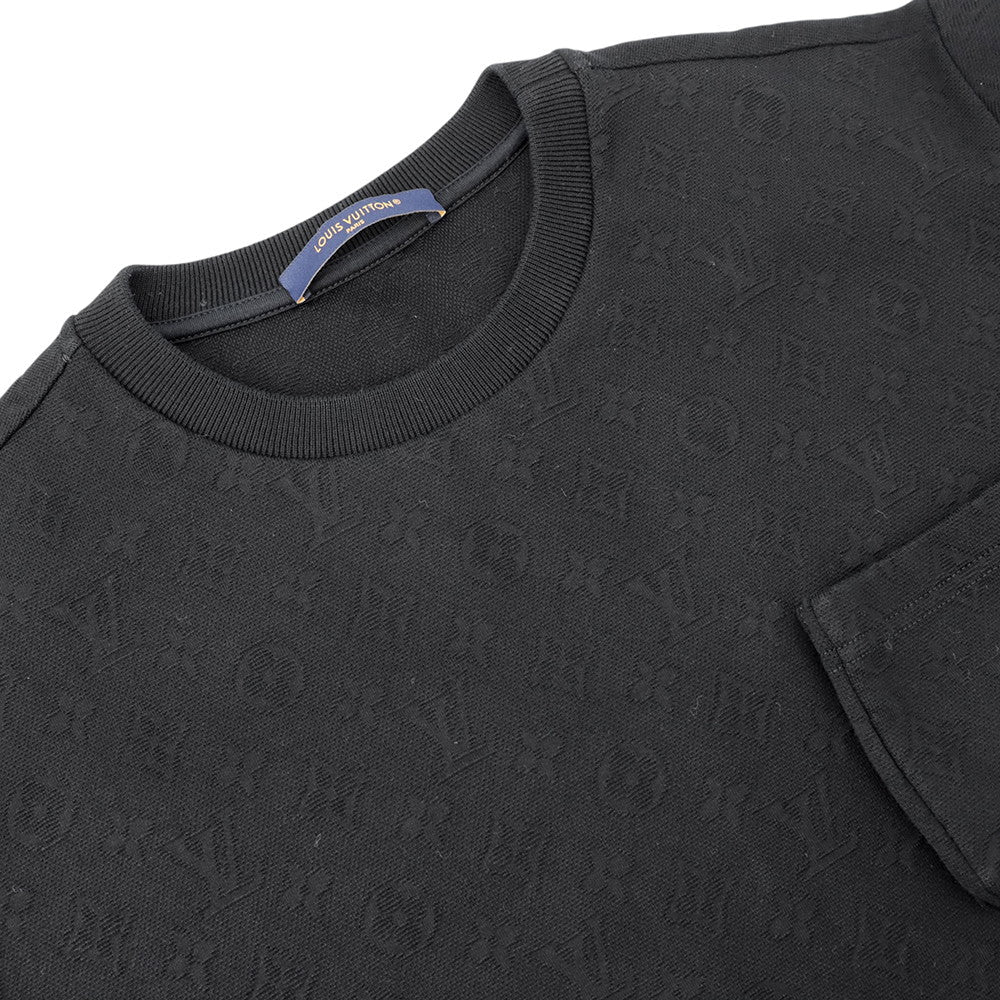 LOUIS VUITTON Signature 3D Pocket Monogram T-Shirt Size S Black Cotton100%