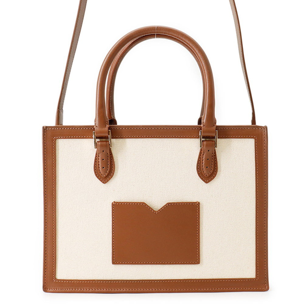 MORABITO Morabito Voyage 2WAY Handbag Ivory/Brown Canvas Leather