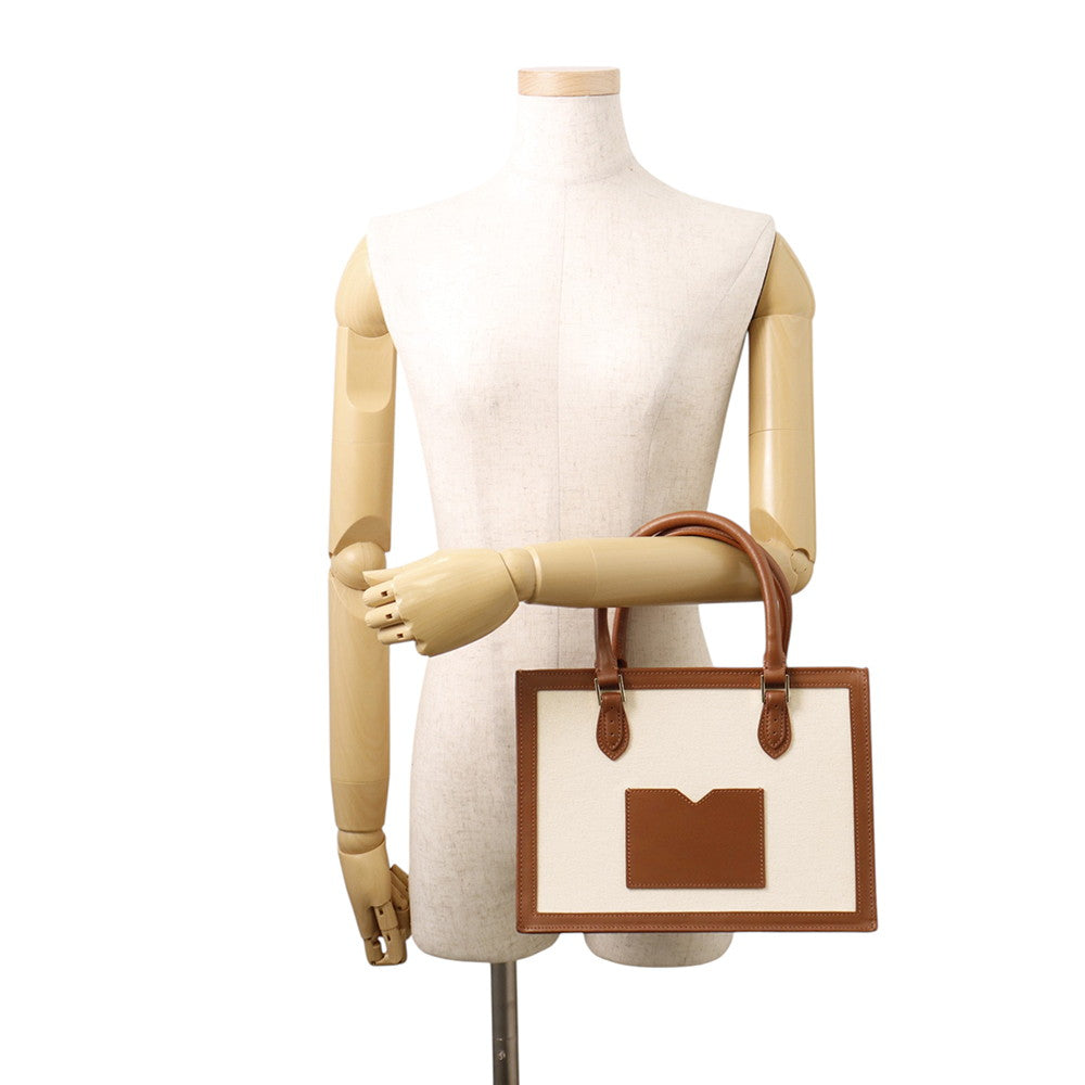 MORABITO Morabito Voyage 2WAY Handbag Ivory/Brown Canvas Leather