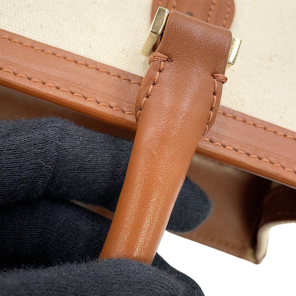 MORABITO Morabito Voyage 2WAY Handbag Ivory/Brown Canvas Leather