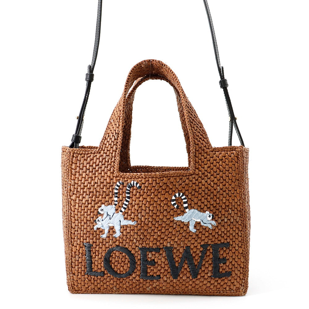 LOEWE Font Tote 2WAY Snafujita Collaboration Brown Raffia Size Small