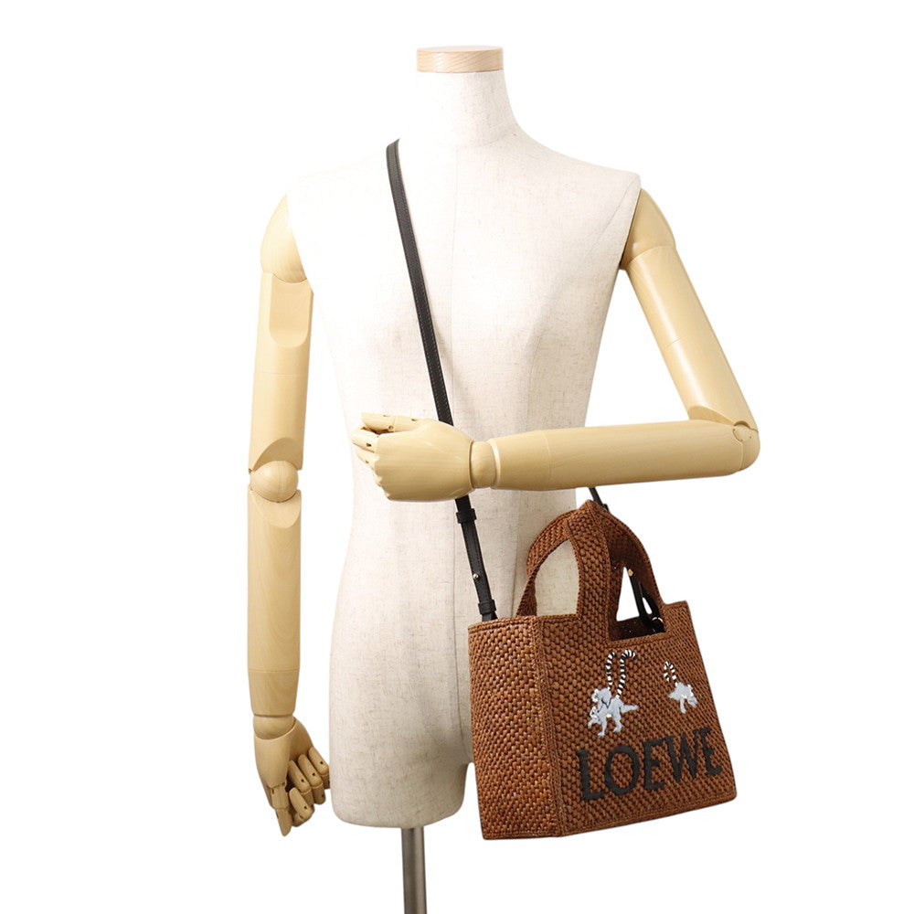 LOEWE Font Tote 2WAY Snafujita Collaboration Brown Raffia Size Small
