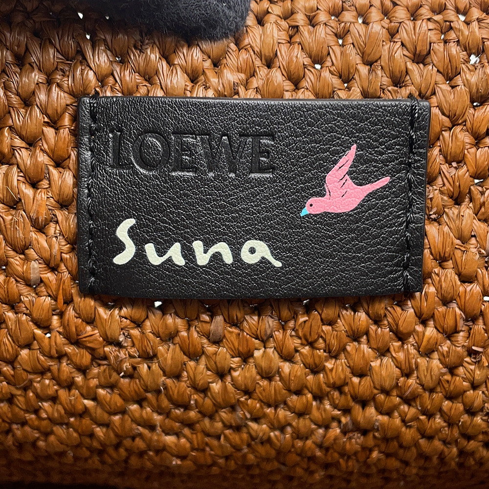 LOEWE Font Tote 2WAY Snafujita Collaboration Brown Raffia Size Small