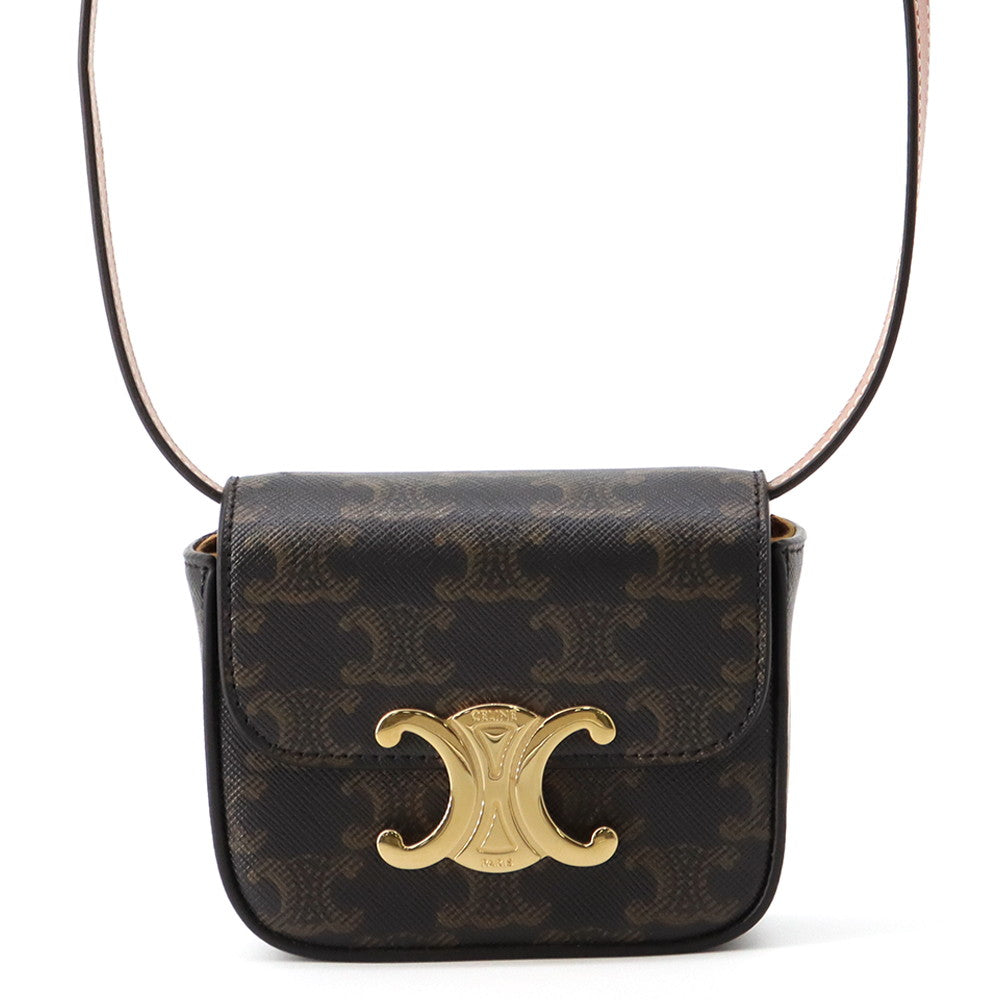 CELINE Triomphe Claude Shoulder Bag Tan10I512DQB.04LU PVC Calf Leather Size Mini