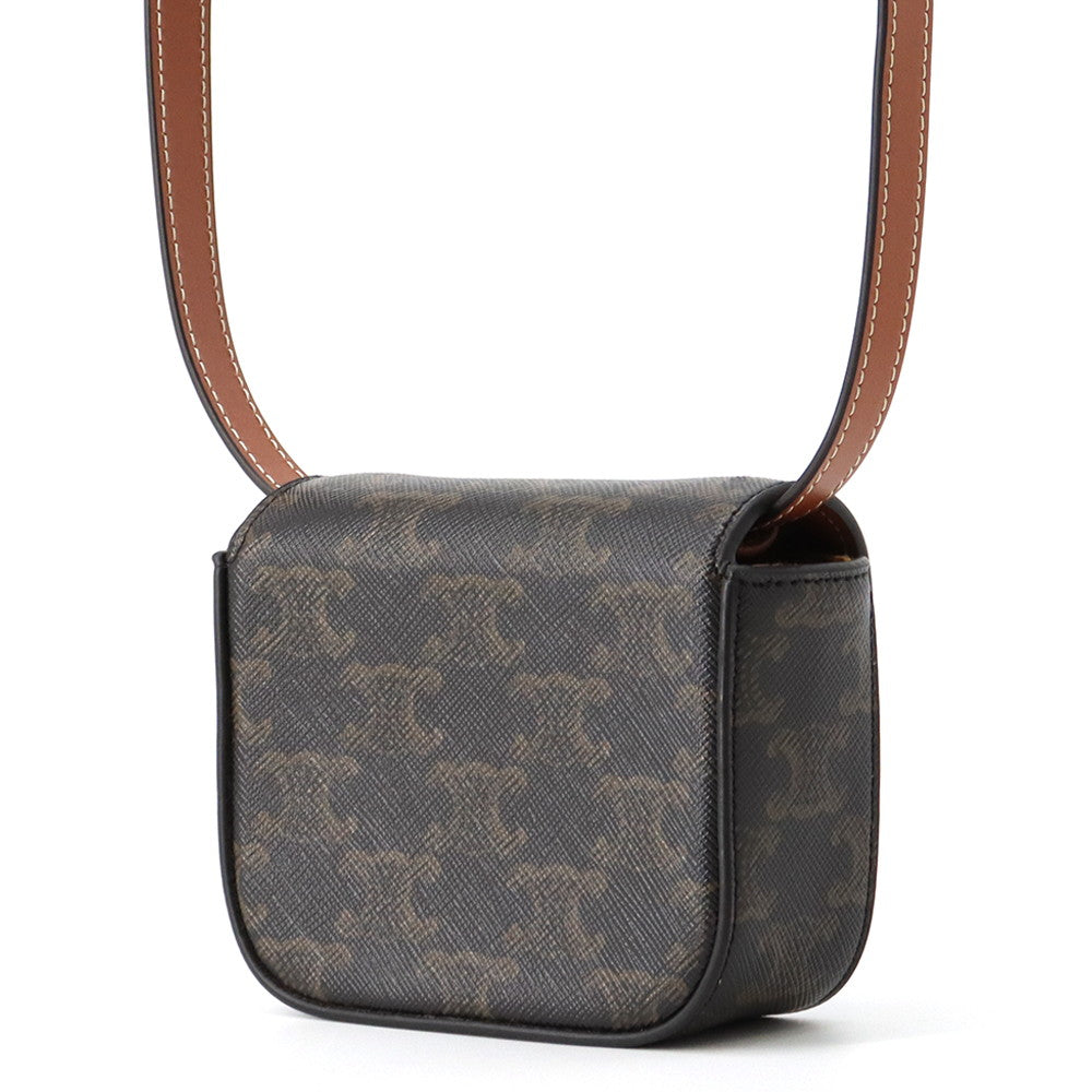 CELINE Triomphe Claude Shoulder Bag Tan10I512DQB.04LU PVC Calf Leather Size Mini