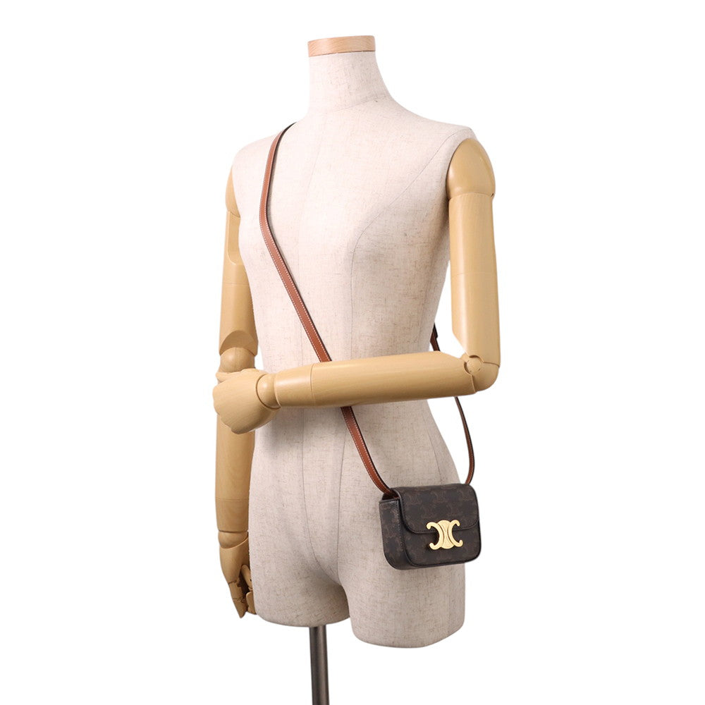 CELINE Triomphe Claude Shoulder Bag Tan10I512DQB.04LU PVC Calf Leather Size Mini