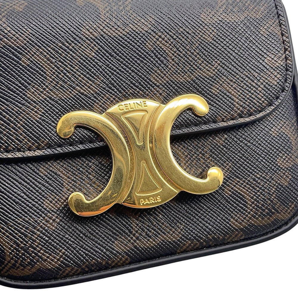 CELINE Triomphe Claude Shoulder Bag Tan10I512DQB.04LU PVC Calf Leather Size Mini