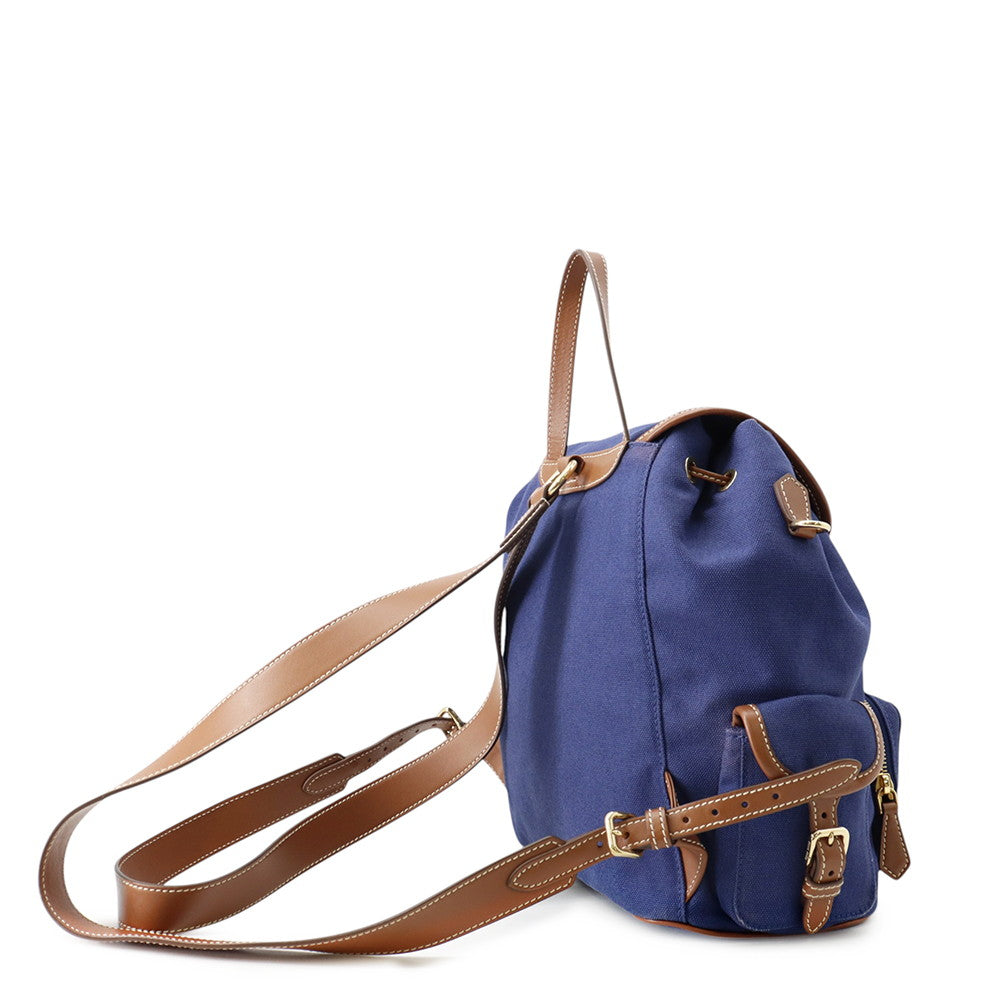MIUMIU Logo Backpack Blue/Brown5BZ042 Canvas