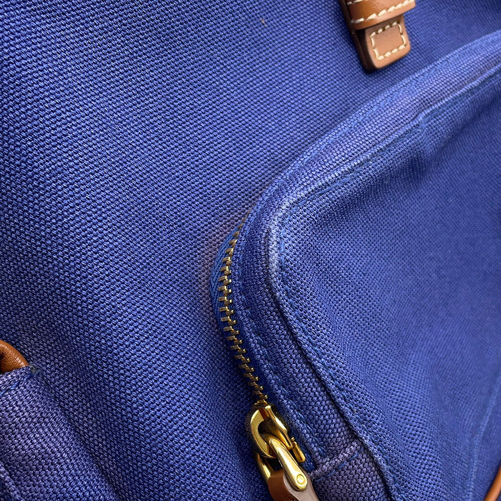 MIUMIU Logo Backpack Blue/Brown5BZ042 Canvas