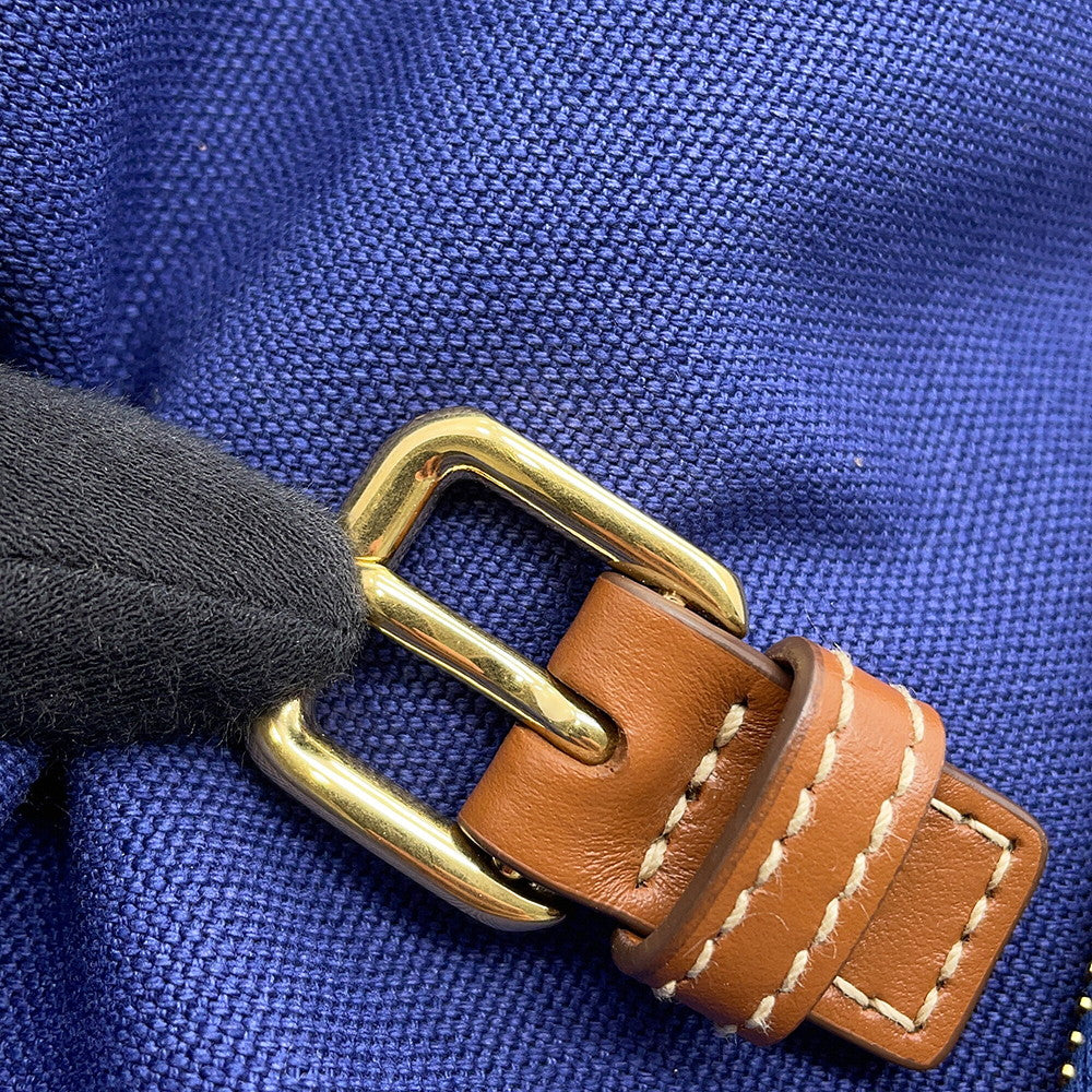 MIUMIU Logo Backpack Blue/Brown5BZ042 Canvas