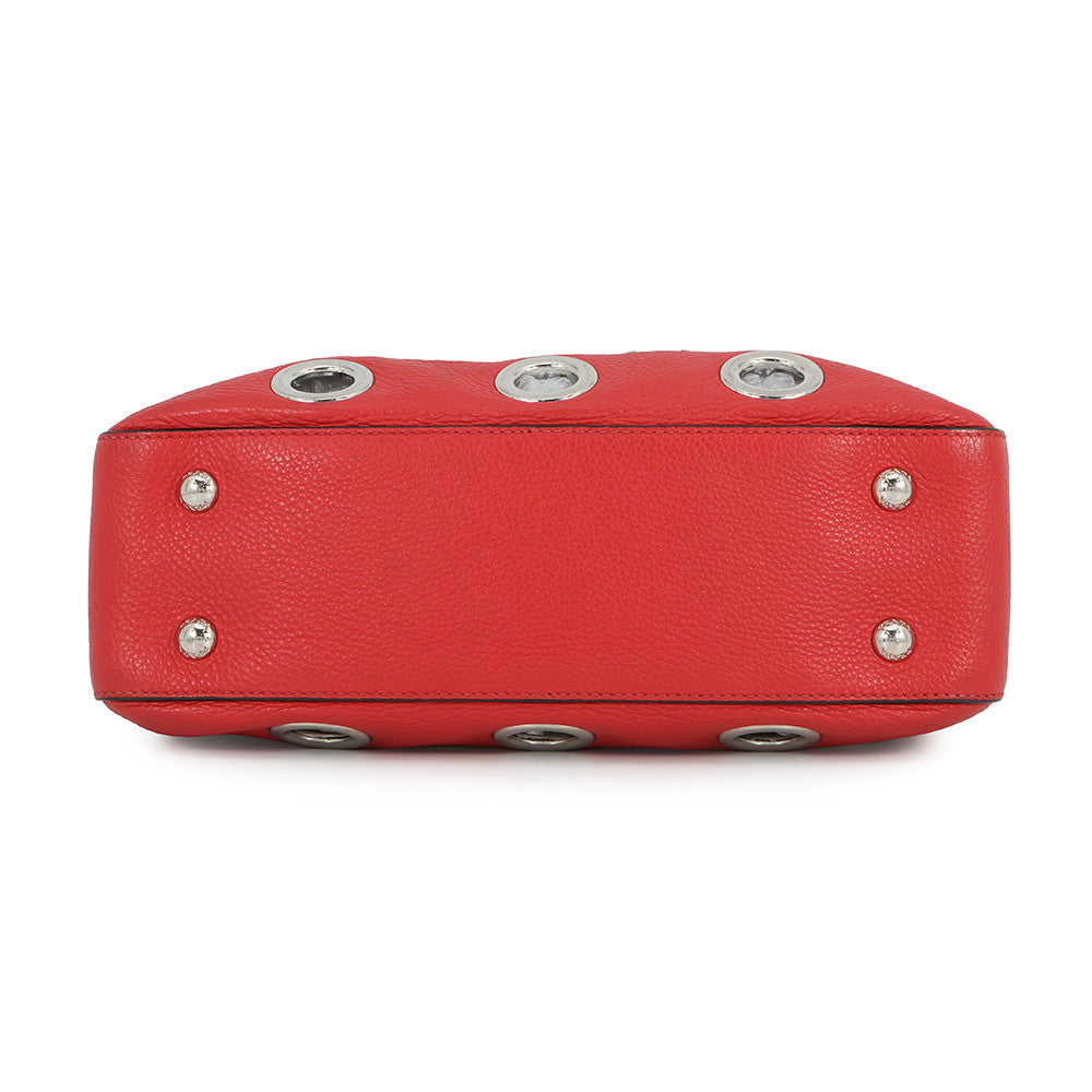 PRADA Perforated Chain Handbag Red1BB017 Leather