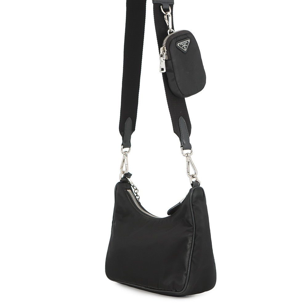 PRADA Re-Edition 2005 2WAYChainShoulder Bag Black1BH204 Nylon