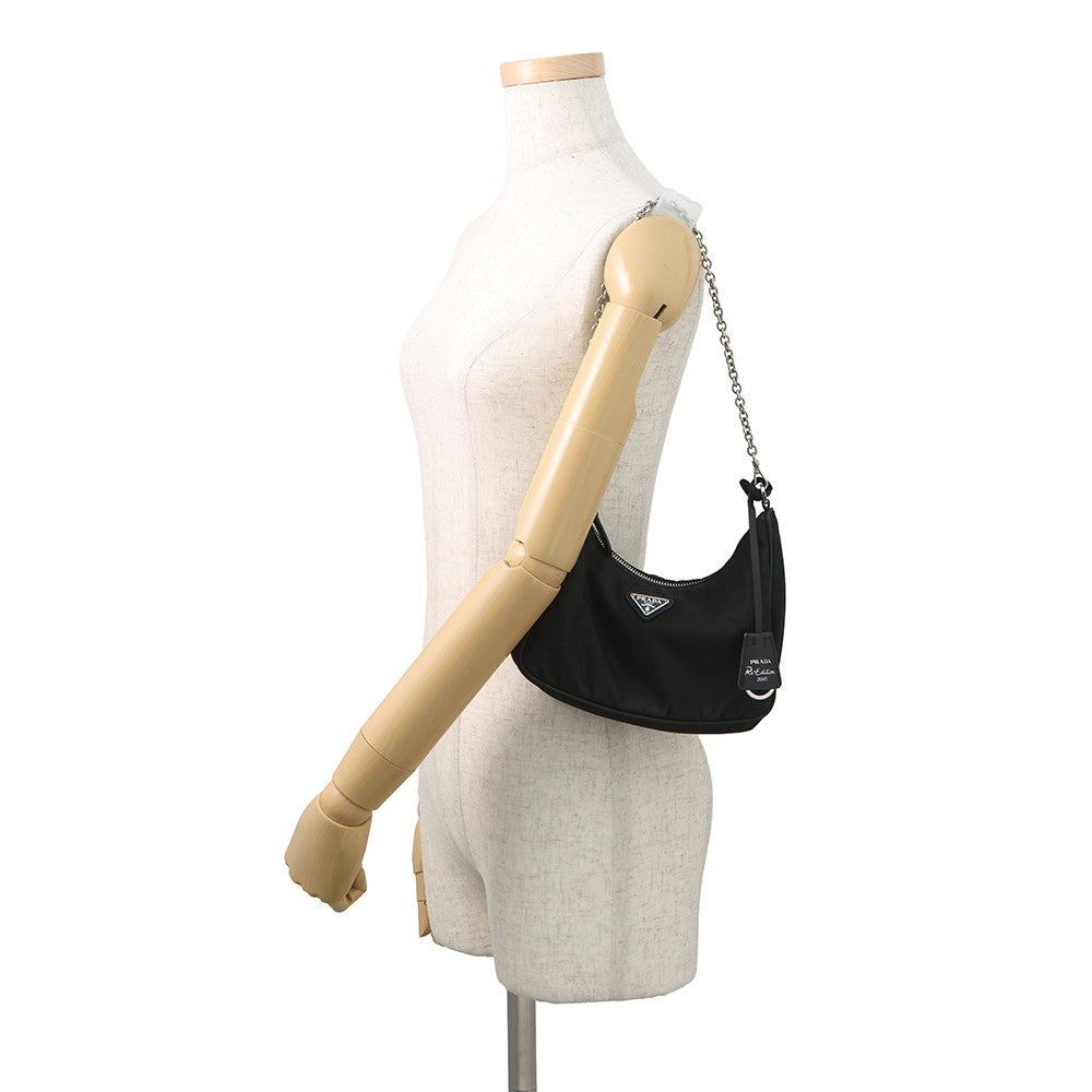 PRADA Re-Edition 2005 2WAYChainShoulder Bag Black1BH204 Nylon