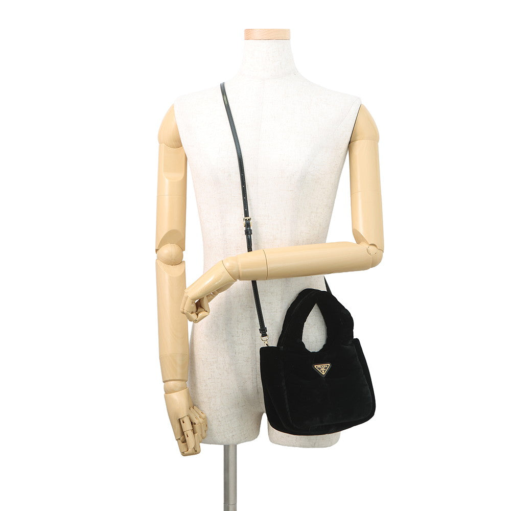 PRADA 2WAY Handbag Black1BA410_2C7P_F0002_V_OOO Velvet Size Mini