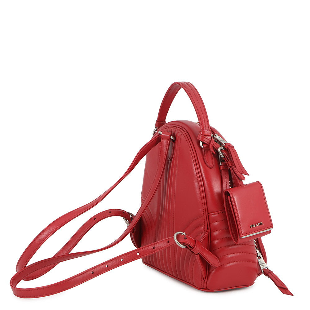 PRADA Diagram Backpack Red1BZ030 Leather
