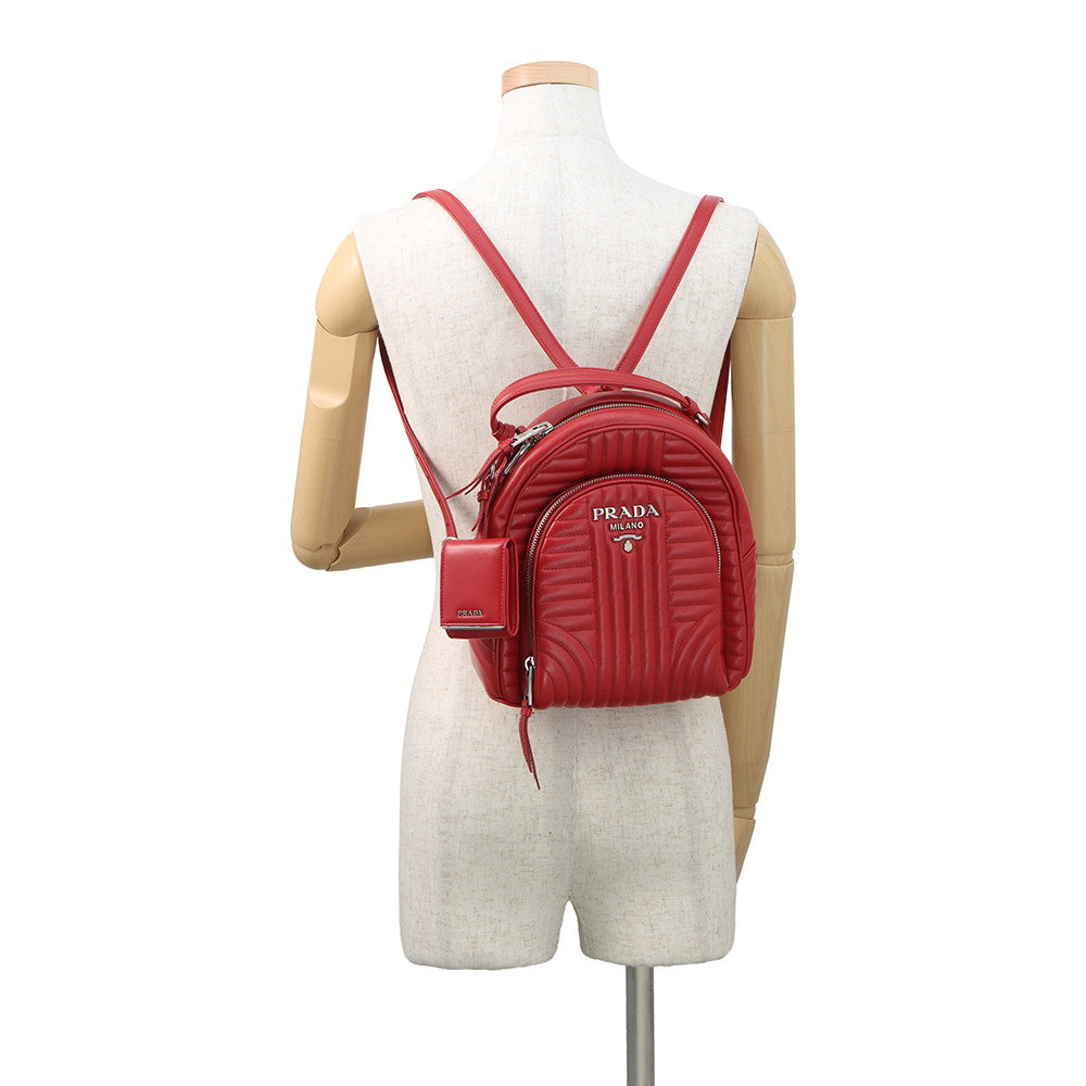 PRADA Diagram Backpack Red1BZ030 Leather