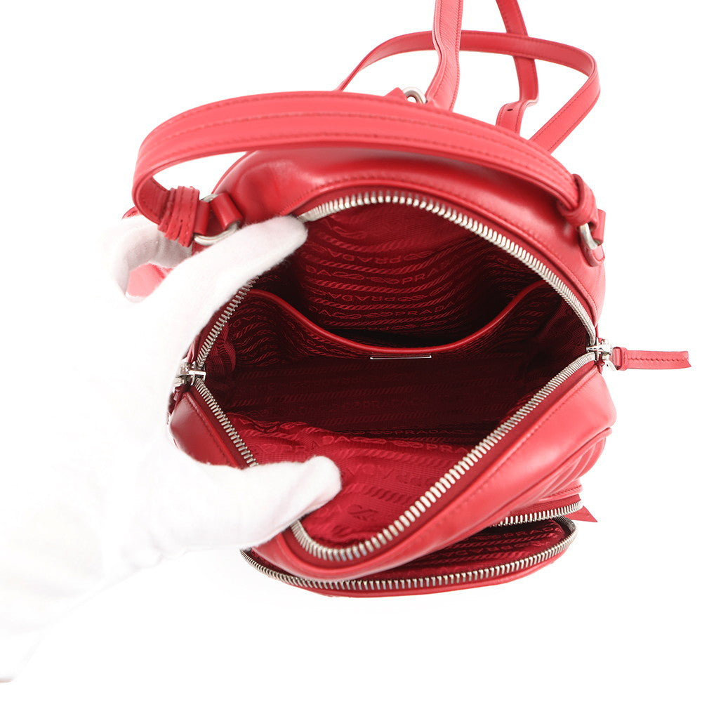 PRADA Diagram Backpack Red1BZ030 Leather