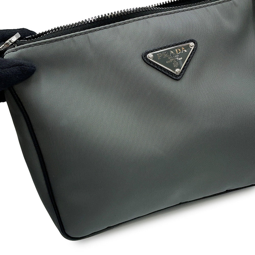 PRADA Triangle Logo Bicolor Shoulder Bag Gray/Black2VH113_064_F0H16 Nylon Leather