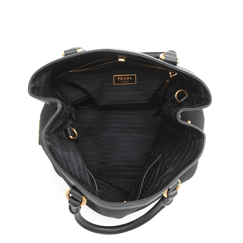 PRADA Jacquard Logo 2-Way Handbag Black1BA172_UCW_F0002 Canvas Leather