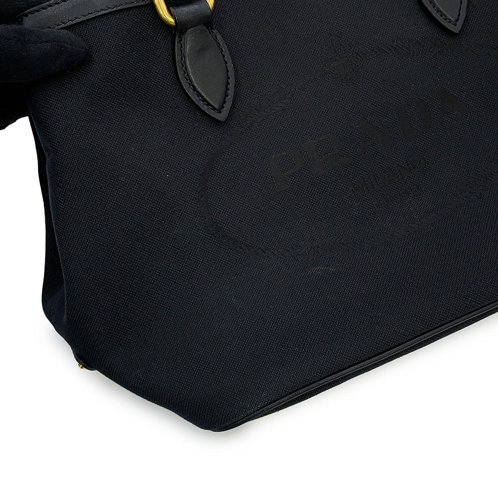 PRADA Jacquard Logo 2-Way Handbag Black1BA172_UCW_F0002 Canvas Leather