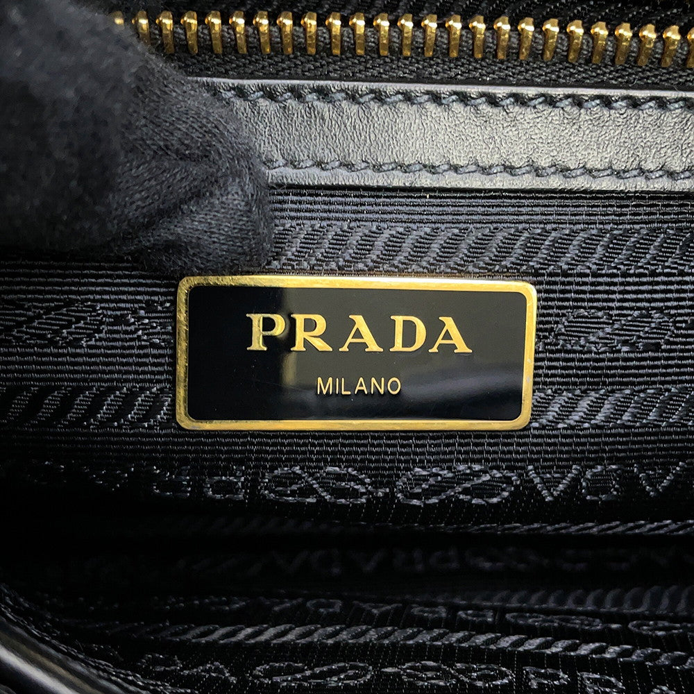 PRADA Jacquard Logo 2-Way Handbag Black1BA172_UCW_F0002 Canvas Leather