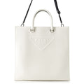 PRADA Saffiano Leather Embossed Logo 2-Way Tote Bag White2VG084 Leather