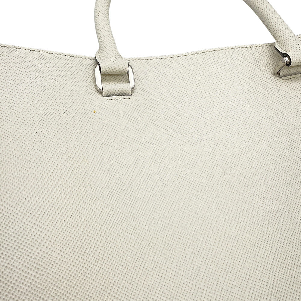 PRADA Saffiano Leather Embossed Logo 2-Way Tote Bag White2VG084 Leather