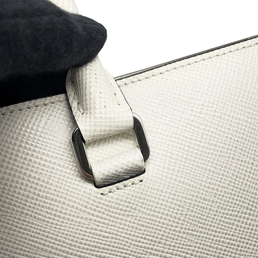PRADA Saffiano Leather Embossed Logo 2-Way Tote Bag White2VG084 Leather