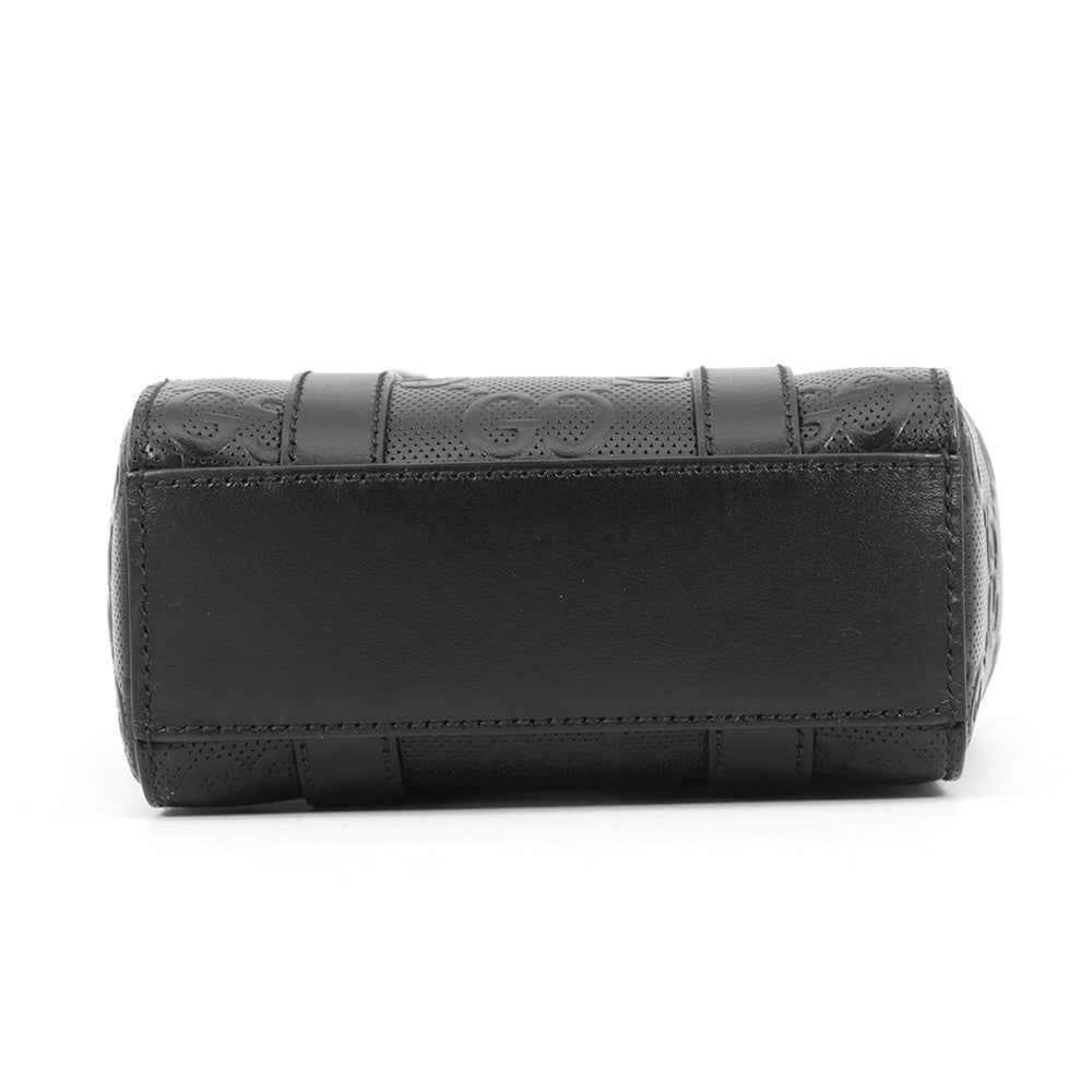 GUCCI GG Embossed 2-Way Handbag Black696010 Leather